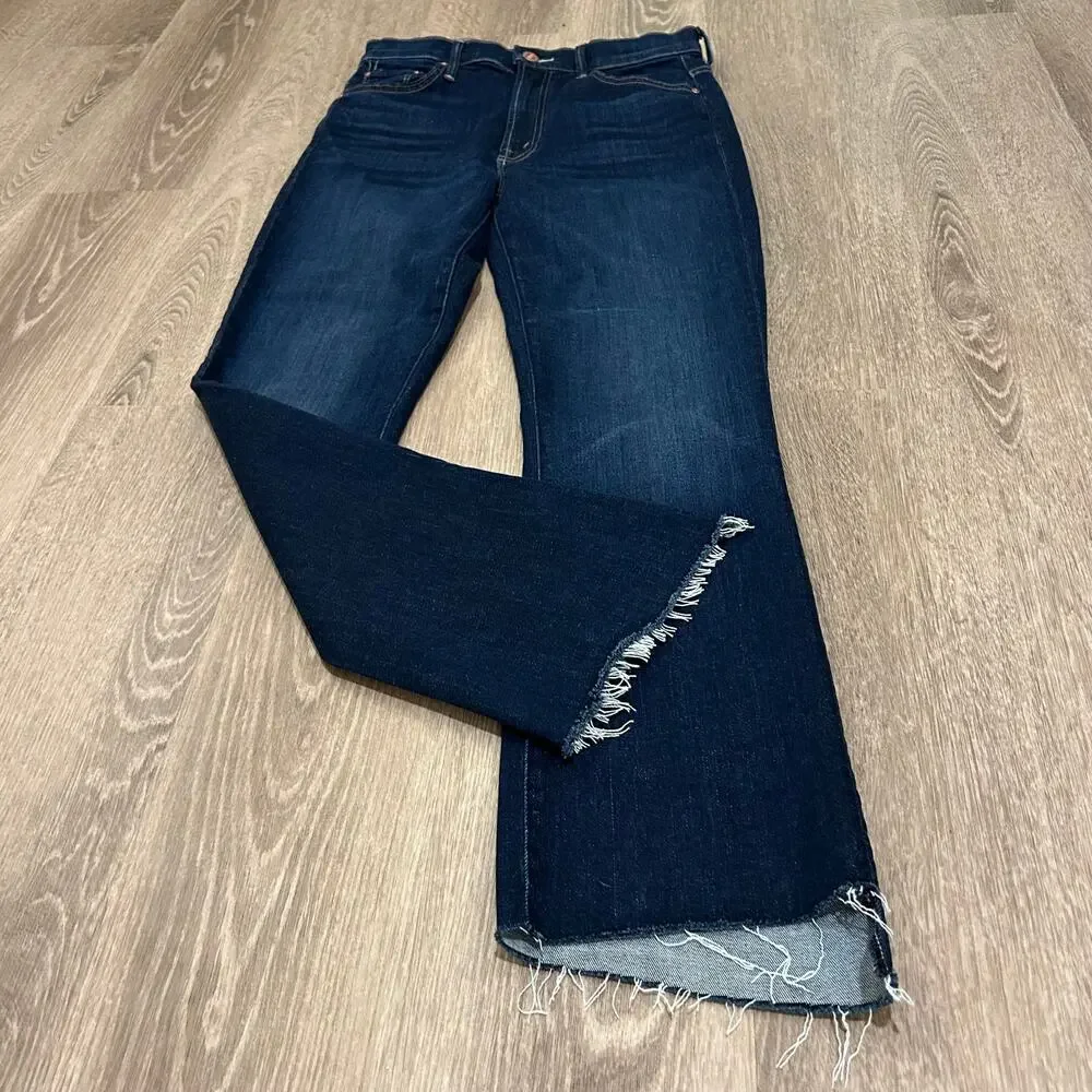 MOTHER‎ Insider Crop Step Fray Bootcut Jeans Off Limits Dark Wash 26 - Picture 3 of 16